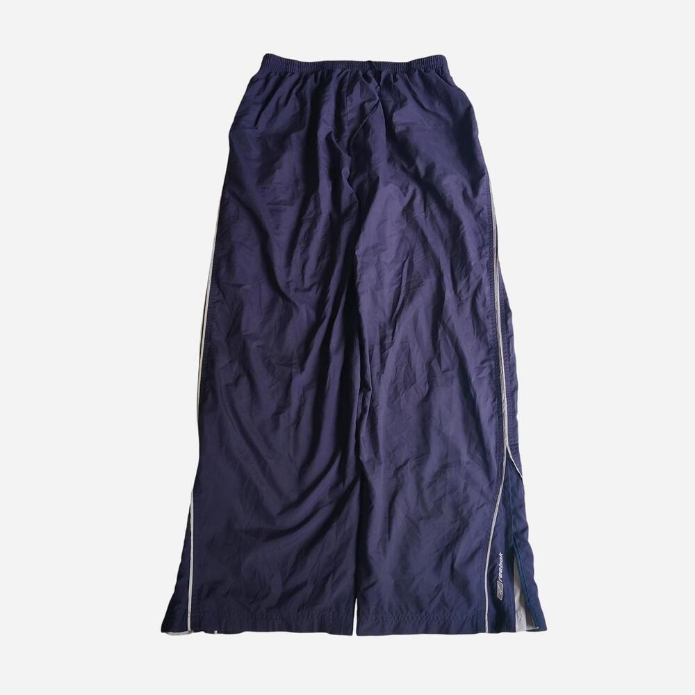 Vintage Reebok navy blue baggy track pants with white side stripes